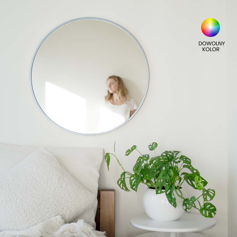 Lustro okrągłe MINIMAL - w cienkiej ramie, dowolny RAL