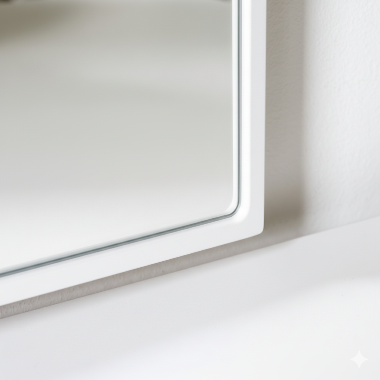 Lustro półowalne ARCUS MINIMAL w białej, cienkiej ramie