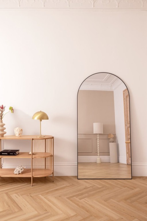 Lustro półowalne ARCUS MINIMAL XXL - w czarnej, cienkiej ramie