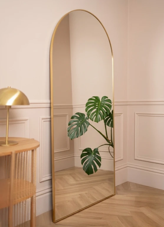 Duże lustro półowalne ARCUS MINIMAL XXL - w złotej, cienkiej ramie.jpg