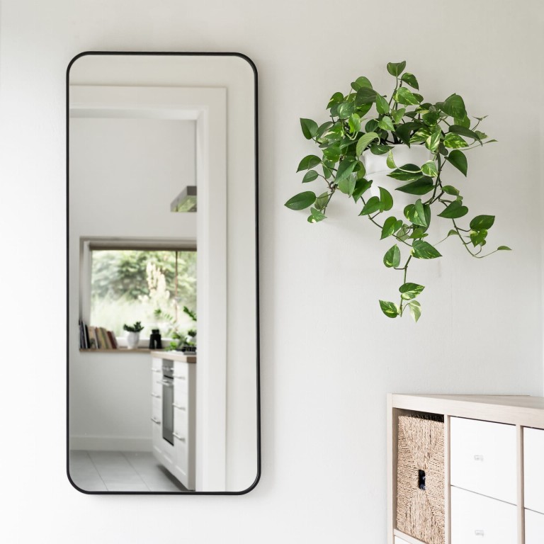 Lustro prostokątne ORTO MINIMAL - w czarnej, cienkiej ramie, pionowe