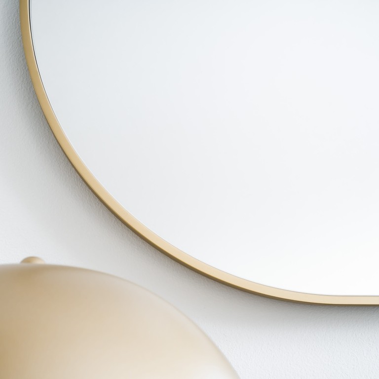 Lustro owalne CASSINI MINIMAL LED - w złotej, cienkiej ramie, podświetlane, poziome