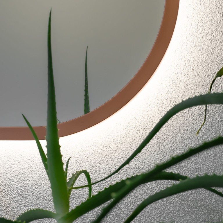 Lustro owalne CASSINI LED - w miedzianej ramie, podświetlane, poziome