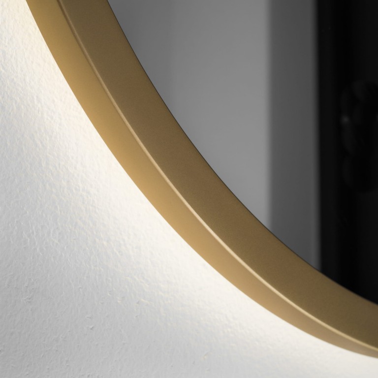 Lustro owalne OVO LED - w złotej ramie, podświetlane, poziome